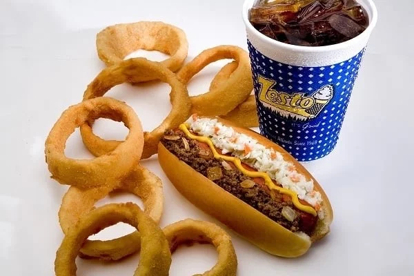 Zesto- Buckhead- Hot dog and onion rings | Photo: Yelp.com | 1181 United Ave SE, Atlanta, GA 30316 