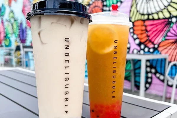 Boba tea and juice drink from Unbeliebubble.