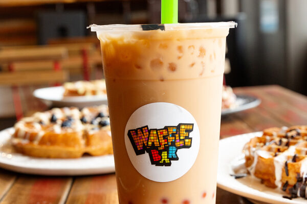 Boba Tea and waffles from Waffle Bar.