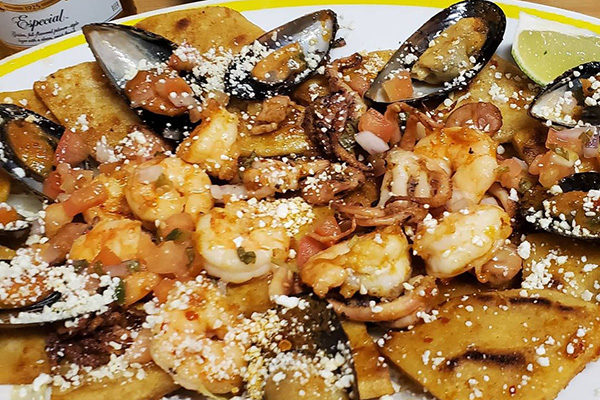 A pupusa dish with shrimp from El Volcan | 371 Pat Mell Rd SE #159, Marietta, GA 30060