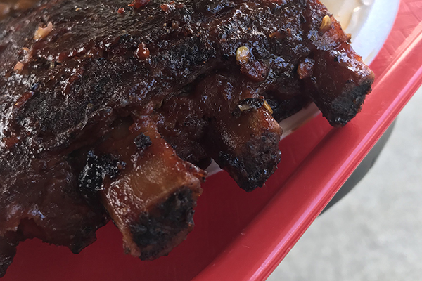 the ribs at Old Brick Pit BBQ