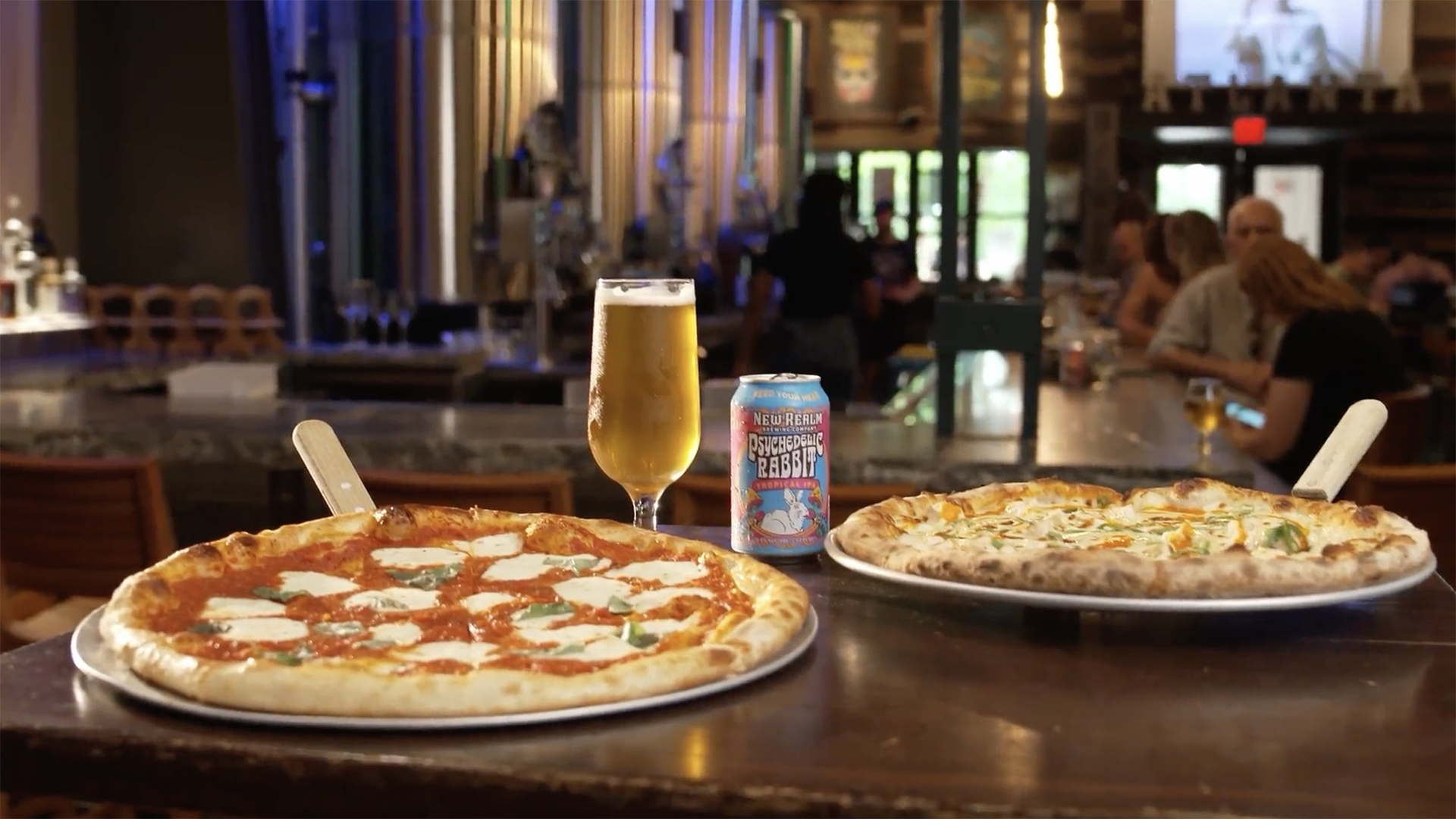 Pizzas from New Realm Brewing.