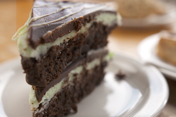 A slice of chocolate cake from Cafe at Pharr