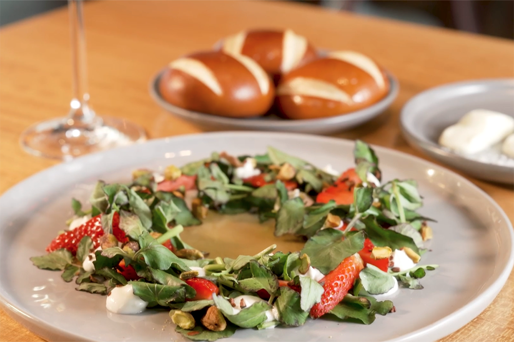 Strawberry Watercress Salad from Restaurant 356 at the Porsche Experience Center.